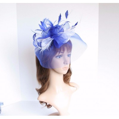 High Quality Kentucky Derby Wedding Polyester Feather Fascinator Royal Blue 2406  eb-63007137